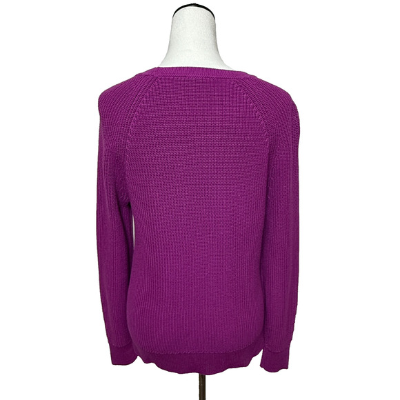 Talbots Sweater Womens Medium Purple Pima Cotton Ribbed Knit Pullover - Picture 2 of 9